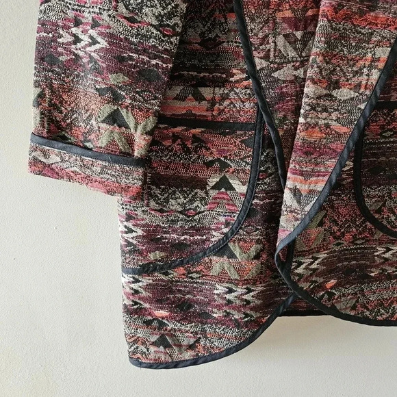Kollontai Aztec Open Front Bohemian Hippie Casual Fall Cardigan Size Small. - Picture 6 of 16